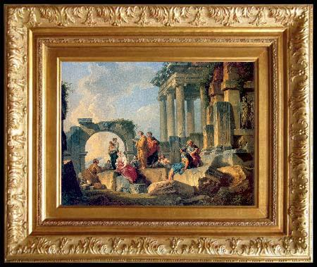 framed  Panini, Giovanni Paolo Ruins with Scene of the Apostle Paul Preaching, Ta3142-1